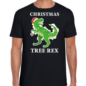 Bellatio Christmas tree rex Kerstshirt / outfit zwart voor heren