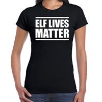 Bellatio Elf lives matter Kerst t-shirt / Kerst outfit zwart voor dames