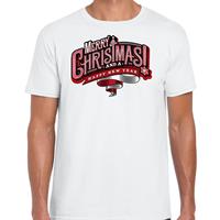Bellatio Merry Christmas Kerstshirt / Kerst t-shirt wit voor heren