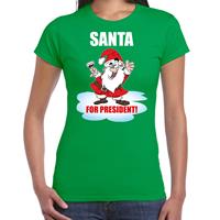 Bellatio Santa for president Kerst t-shirt / Kerst outfit groen voor dames