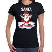 Bellatio Santa for president Kerst t-shirt / Kerst outfit zwart voor dames