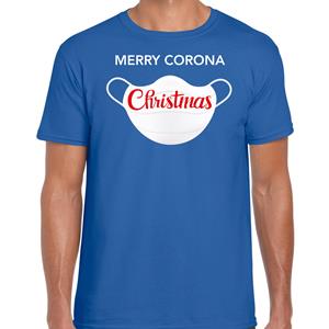 Bellatio Merry corona Christmas fout Kerstshirt / outfit blauw voor heren