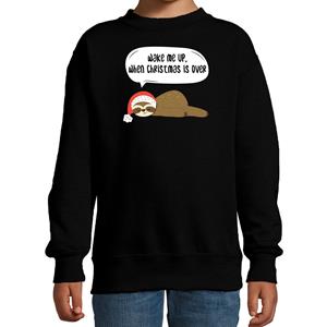 Bellatio Luiaard Kerstsweater / outfit Wake me up when christmas is over zwart voor kinderen