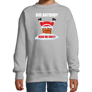 Bellatio Fun Kerstsweater / outfit Did anybody hear my fart grijs voor kinderen