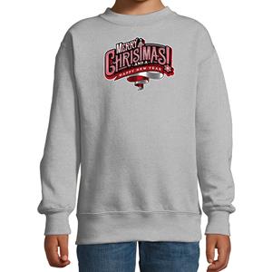 Bellatio Merry Christmas Kerstsweater / Kerst outfit grijs voor kinderen