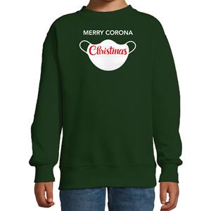 Bellatio Merry corona Christmas foute Kerstsweater / outfit groen voor kinderen