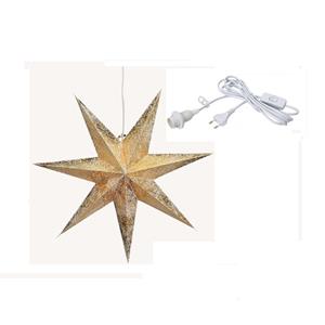 Bellatio Kerstversiering gouden kerststerren 60 cm inclusief lichtkabel -