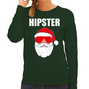 Bellatio Foute Kerst sweater / Kerst outfit Hipster Santa groen voor dames