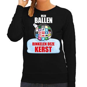 Bellatio Rinkelende Kerstbal sweater / Kerst outfit Mijn ballen rinkelen deze Kerst zwart voor dames