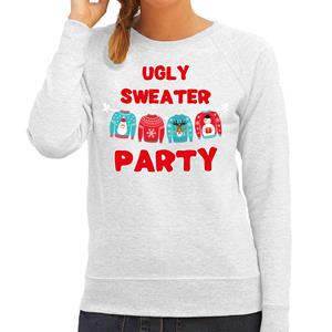 Bellatio Ugly sweater party Kerstsweater / outfit grijs voor dames