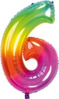 Shoppartners Folieballon Yummy Gummy Rainbow Cijfer 6 - 81 Cm
