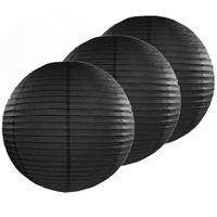 6x stuks luxe bol lampionnen zwart 50 cm diameter -