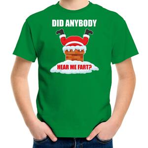 Bellatio Fun Kerstshirt / outfit Did anybody hear my fart groen voor kinderen