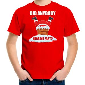 Bellatio Fun Kerstshirt / outfit Did anybody hear my fart rood voor kinderen