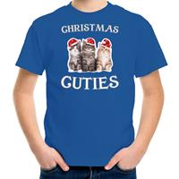 Bellatio Kitten Kerst t-shirt / outfit Christmas cuties blauw voor kinderen