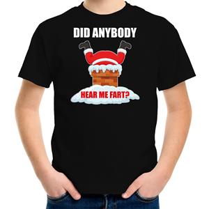 Bellatio Fun Kerstshirt / outfit Did anybody hear my fart zwart voor kinderen