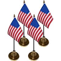 4x stuks Tafelvlaggetjes USA/Amerika op voet van 10 x 15 cm -