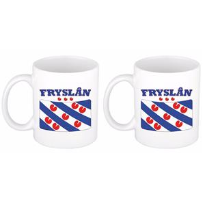 Bellatio Set van 2x stuks mokken / bekers Friese vlag 300 ml -