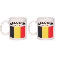 Bellatio Set van 2x stuks mokken Belgische vlag 300 Ml -