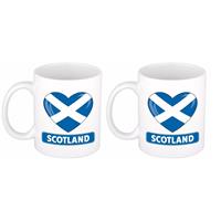 Bellatio Set van 2x stuks hartje Schotland vlag mokken / bekers 300 ml -