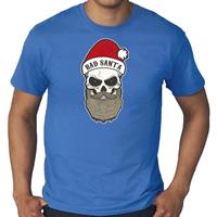 Bellatio Grote maten Bad Santa fout Kerstshirt / outfit blauw voor heren