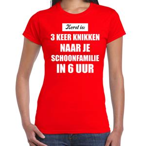 Bellatio Rood fout kerstshirt / t-shirt Kerst is 3 keer knikken naar schoonfamilie outfit dames -