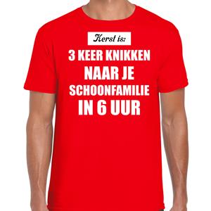 Bellatio Rood fout kerstshirt / t-shirt Kerst is 3 keer knikken naar schoonfamilie outfit heren -