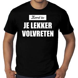 Bellatio Grote maten Kerst is: je lekker volvreten Kerst t-shirt / Kerst outfit zwart voor heren