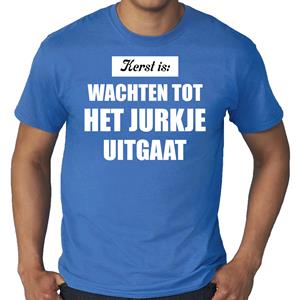 Bellatio Grote maten Kerst is: wachten tot het jurkje uitgaat Kerst t-shirt / Kerst outfit blauw voor heren