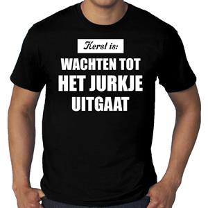 Bellatio Grote maten Kerst is: wachten tot het jurkje uitgaat Kerst t-shirt / Kerst outfit zwart voor heren