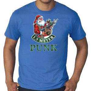 Bellatio Grote maten fout Kerstshirt / outfit 1,5 meter punk blauw voor heren