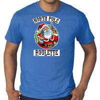 Bellatio Grote maten fout Kerstshirt / outfit Northpole roulette blauw voor heren