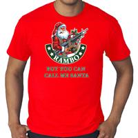 Bellatio Grote maten fout Kerstshirt / outfit Rambo but you can call me Santa rood voor heren