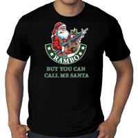 Bellatio Grote maten fout Kerstshirt / outfit Rambo but you can call me Santa zwart voor heren