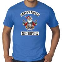 Bellatio Grote maten fout Kerstshirt / outfit Santas angels Northpole blauw voor heren