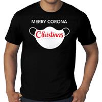 Bellatio Grote maten Merry corona Christmas fout Kerstshirt / outfit zwart voor heren