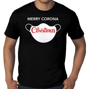 Bellatio Grote maten Merry corona Christmas fout Kerstshirt / outfit zwart voor heren