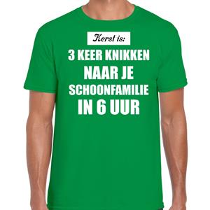 Bellatio Groen fout kerstshirt / t-shirt Kerst is 3 keer knikken naar schoonfamilie outfit heren -