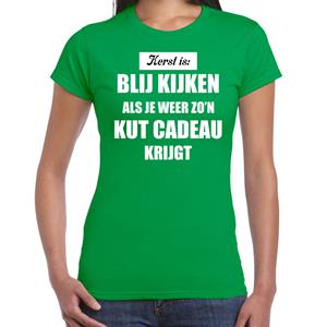 Bellatio Groen fout kerstshirt / t-shirt Kerst is blij kijken / kut cadeau outfit dames -