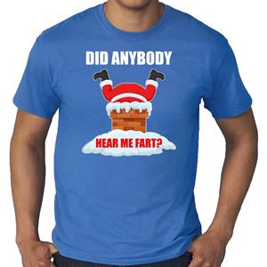 Bellatio Grote maten fun Kerstshirt / outfit Did anybody hear my fart blauw voor heren