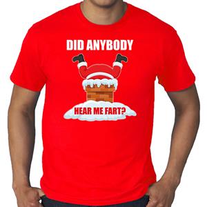 Bellatio Grote maten fun Kerstshirt / outfit Did anybody hear my fart rood voor heren