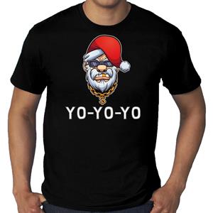 Bellatio Grote maten Gangster / rapper Santa fout Kerstshirt / outfit zwart voor heren