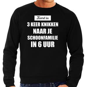 Bellatio Zwarte foute kersttrui / sweater Kerst is 3 keer knikken naar schoonfamilie outfit heren -