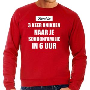 Bellatio Rode foute kersttrui / sweater Kerst is 3 keer knikken naar schoonfamilie outfit heren -