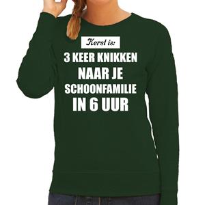 Bellatio Groene foute kersttrui / sweater Kerst is 3 keer knikken naar schoonfamilie outfit dames -