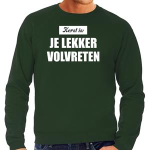 Bellatio Kerst is je lekker volvreten foute Kersttrui / Kerst outfit groen voor heren