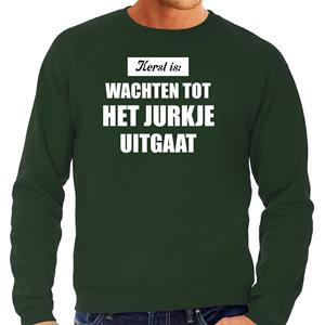 Bellatio Kerst is: wachten tot het jurkje uitgaat Kerst sweater / Kerst outfit groen voor heren