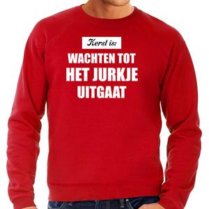 Bellatio Kerst is: wachten tot het jurkje uitgaat Kerst sweater / Kerst outfit rood voor heren