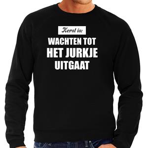 Bellatio Grote maten Kerst is: wachten tot het jurkje uitgaat Kerst sweater / Kerst outfit zwart voor heren