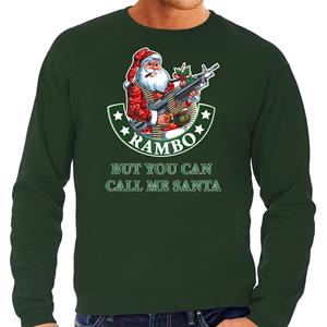 Bellatio Grote maten Foute Kersttrui / outfit Rambo but you can call me Santa groen voor heren